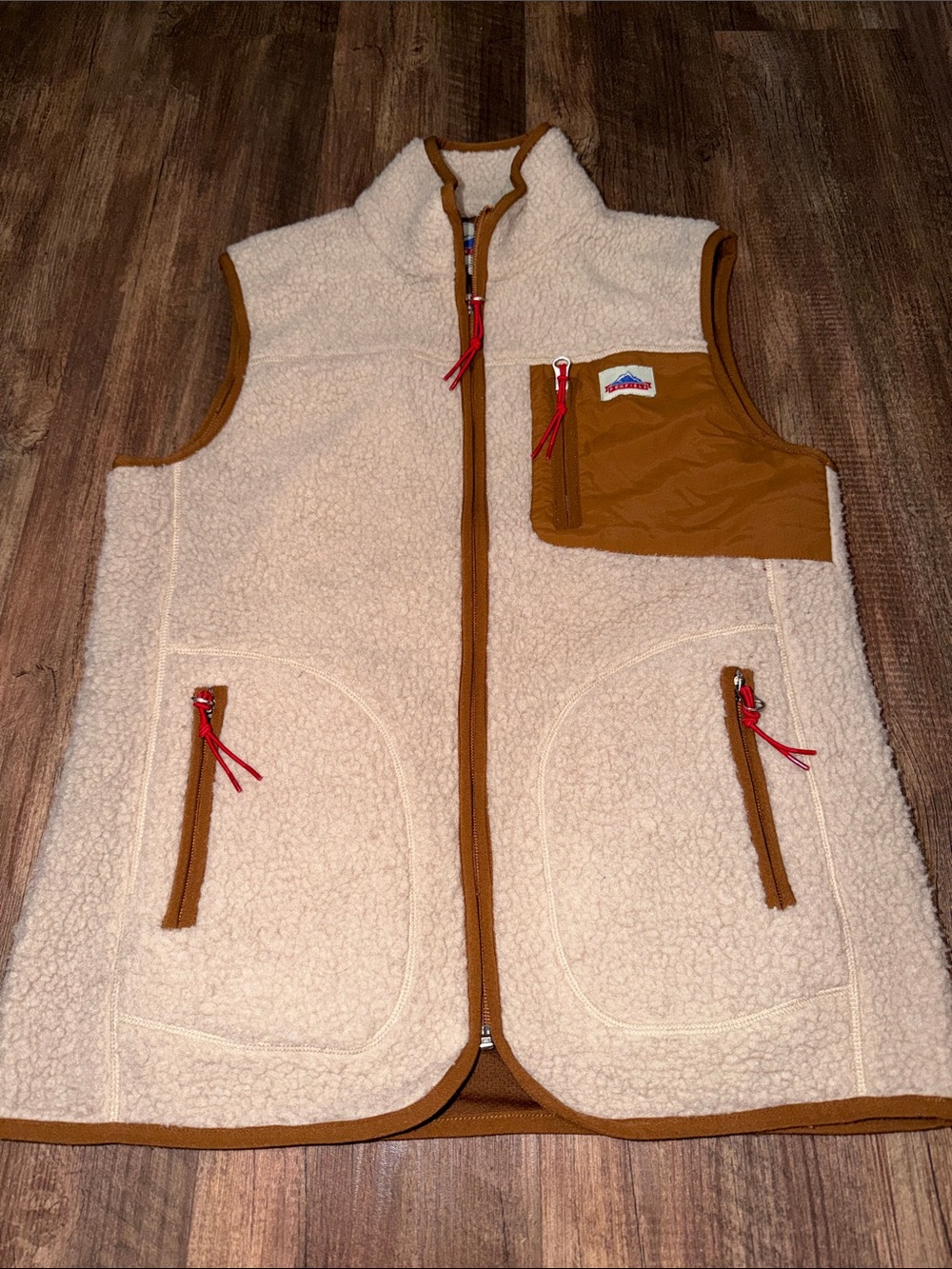 Penfield Vest Fleece Sherpa Tan Pockets Small